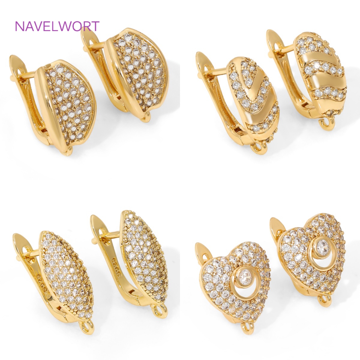 Art Craft Ideas - 18K Gold Plated Brass Earwires Fasteners,Inlaid