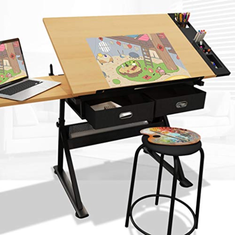 Art Crafting - Drafting Table with Storage Height Adjustable