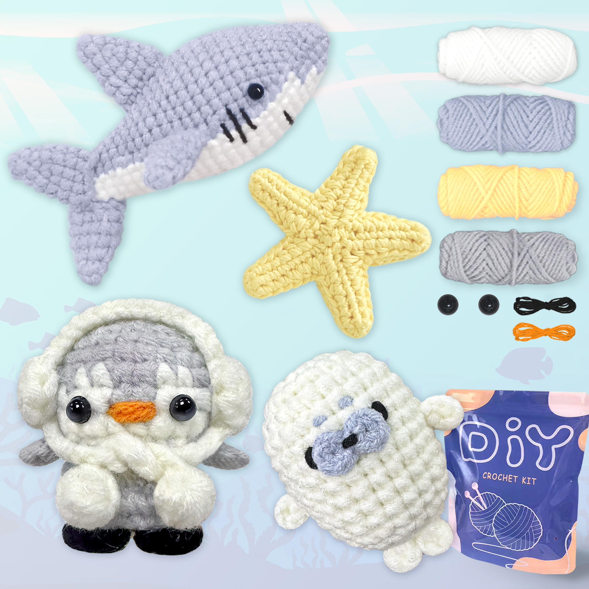 Art Craft Yarn - YAMAXIN 4PCS DIY Crochet Kit for
