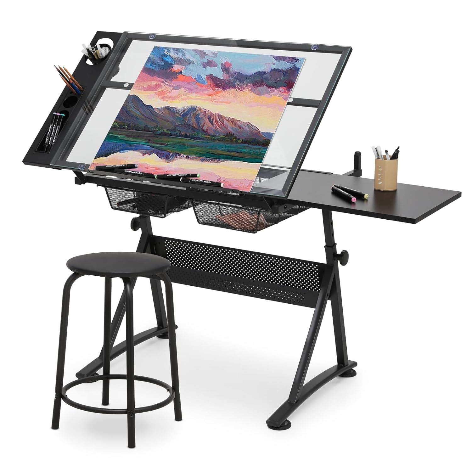 Art & Craft Toys For Kids - Drafting Table with Height Adjustable Glass