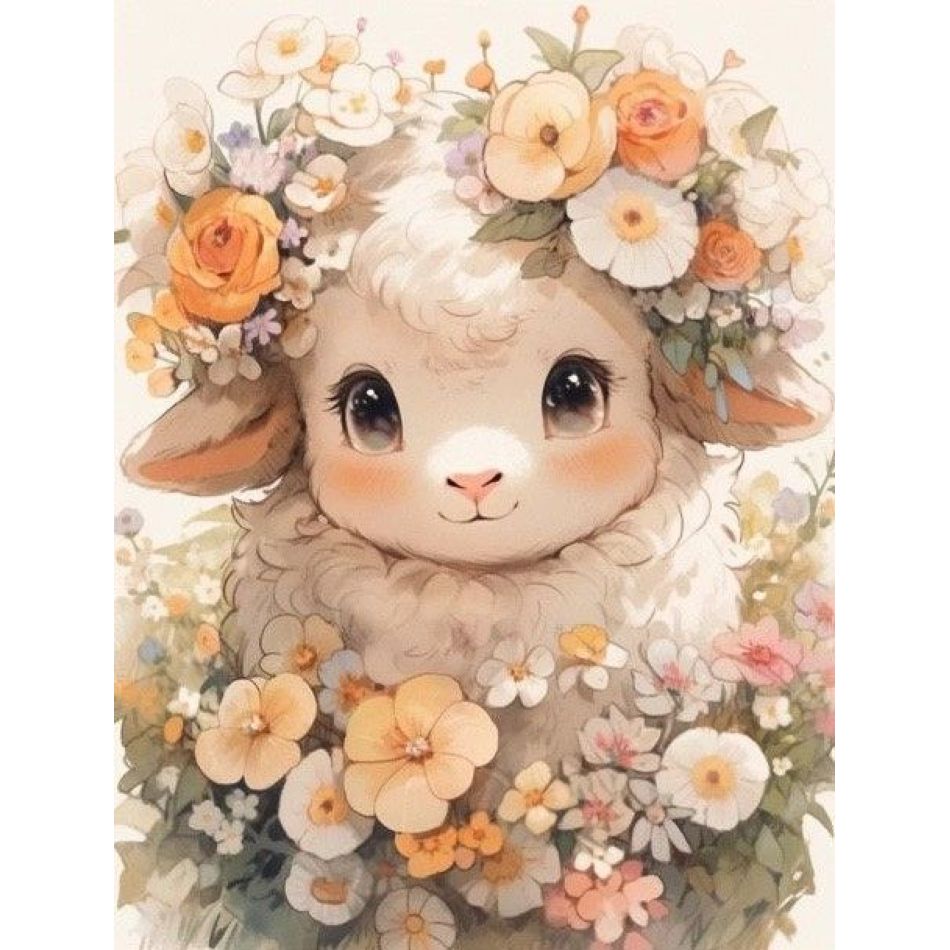 Art Craft Ideas With Paper - RUOPOTY Flower Wreath Lamb 5d Diamond