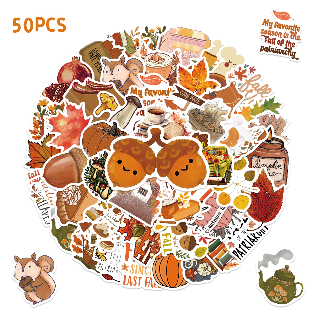 50PCS Cute Autumn Fall Sticker - Art And Craft Autumn ulasan dan harga