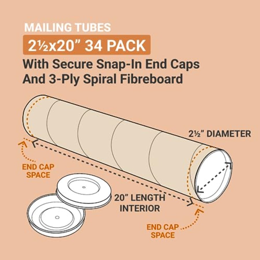 Cardboard Tubes with Caps, 20