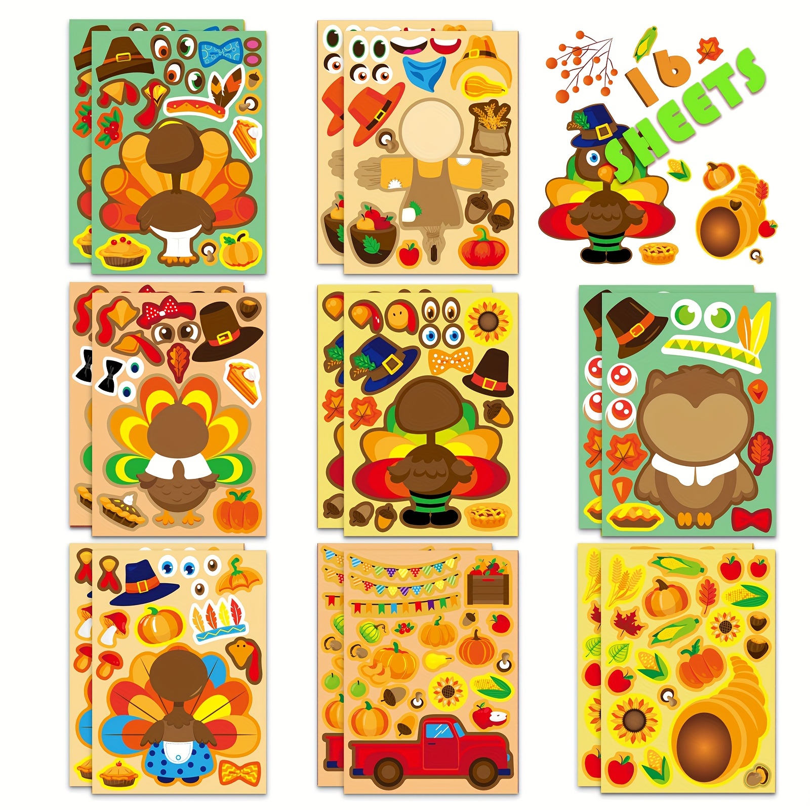 8/16Sheets Thanksgiving Turkey - Art And Craft Autumn ulasan dan harga