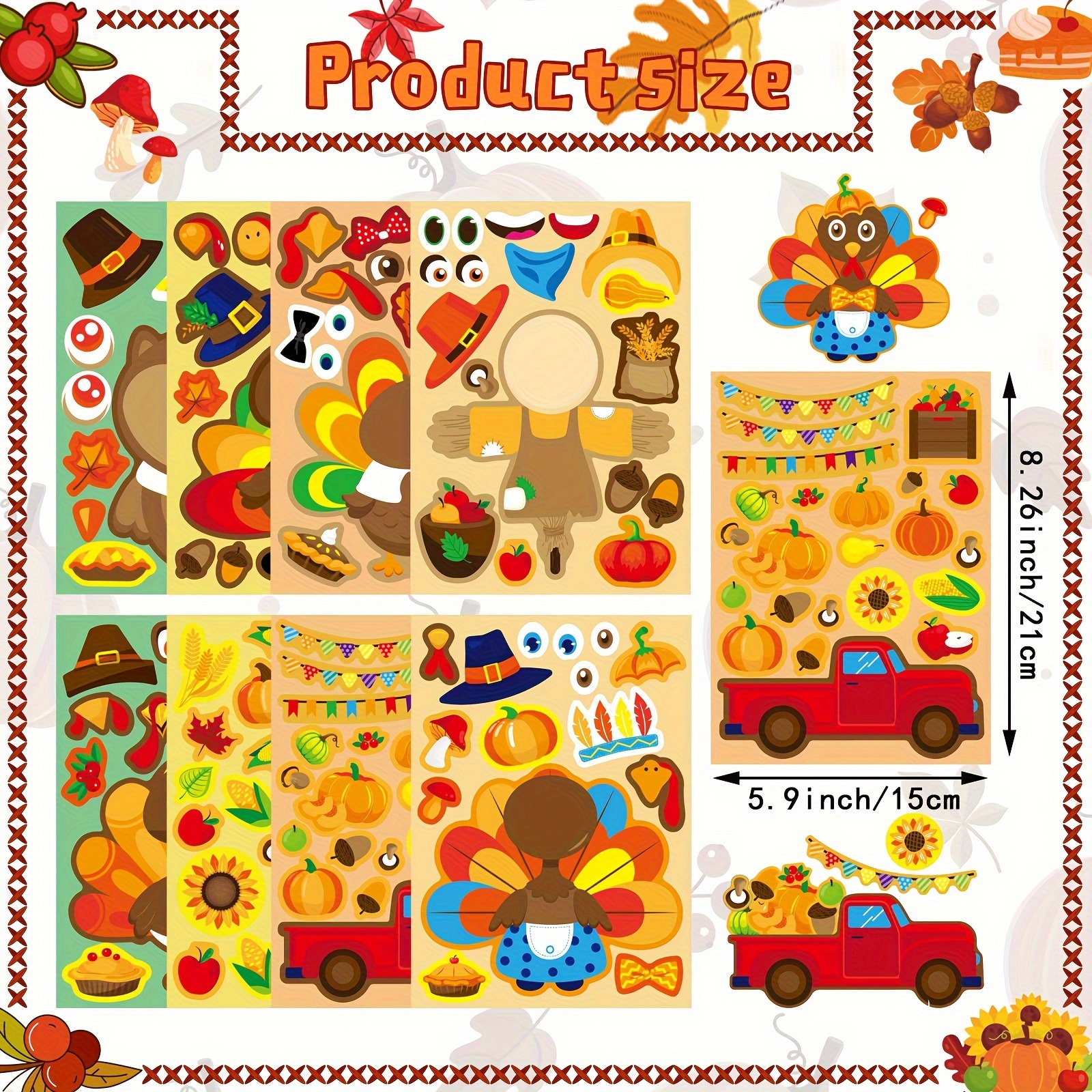 8/16Sheets Thanksgiving Turkey - Art And Craft Autumn ulasan dan harga