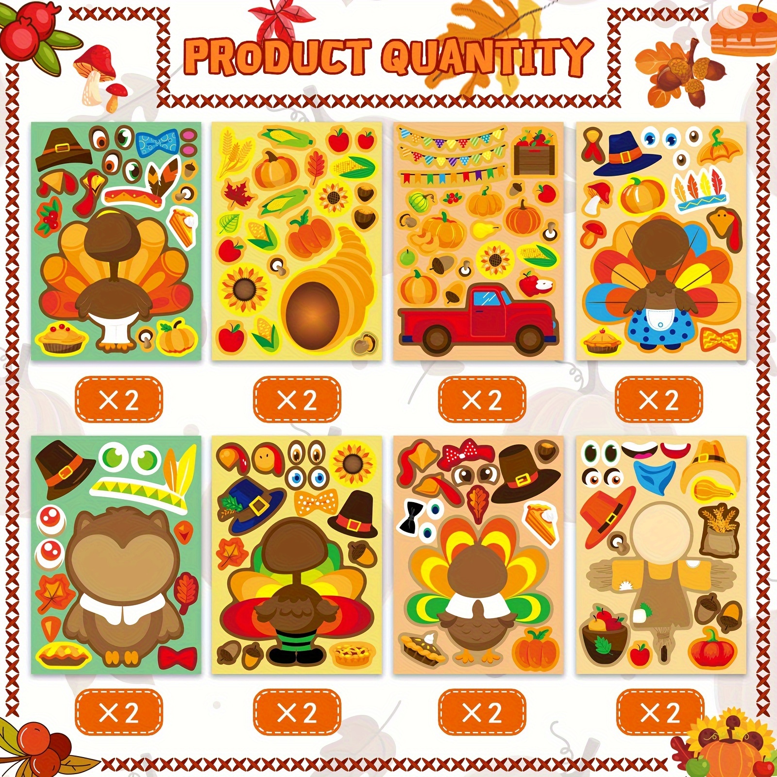 8/16Sheets Thanksgiving Turkey - Art And Craft Autumn ulasan dan harga