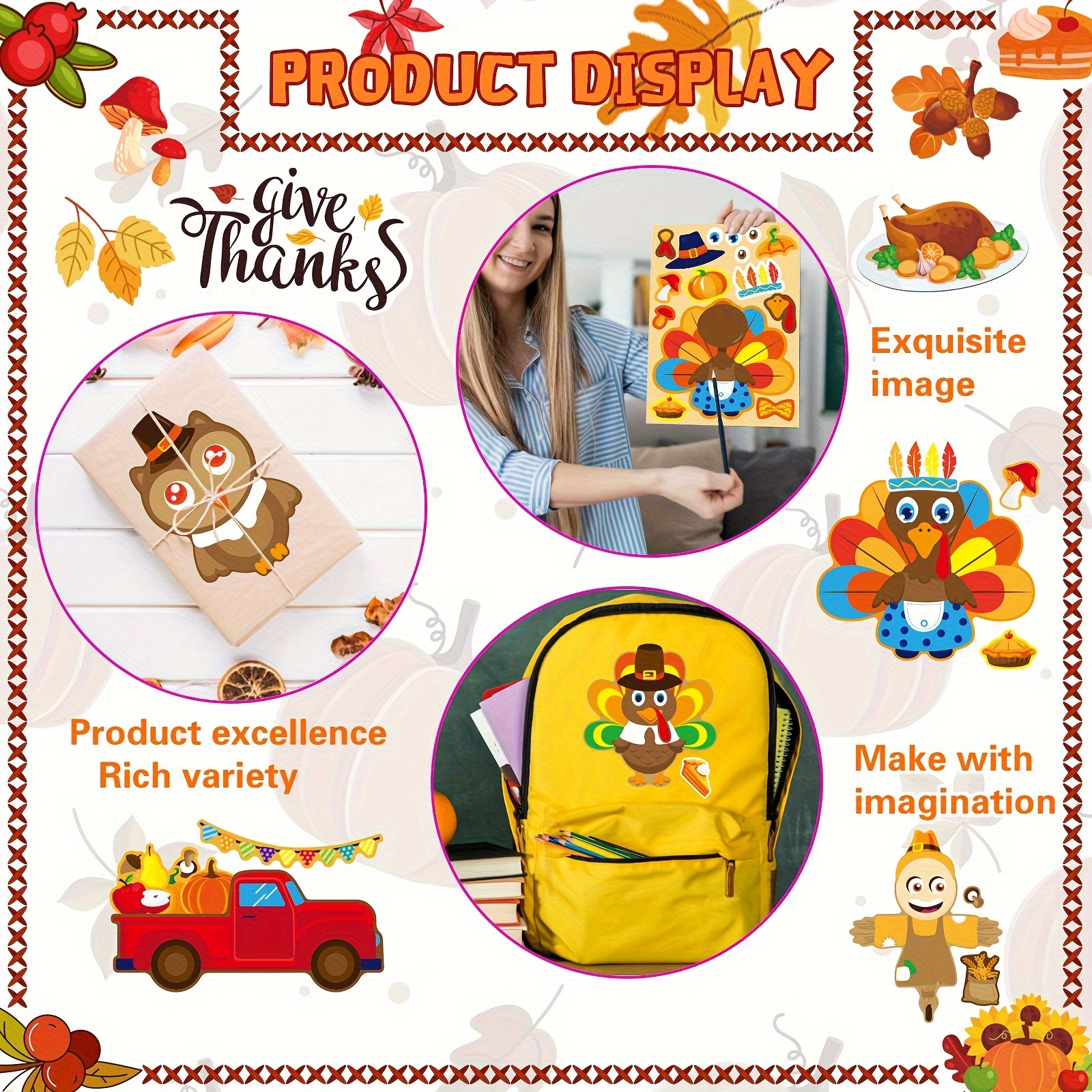 8/16Sheets Thanksgiving Turkey - Art And Craft Autumn ulasan dan harga