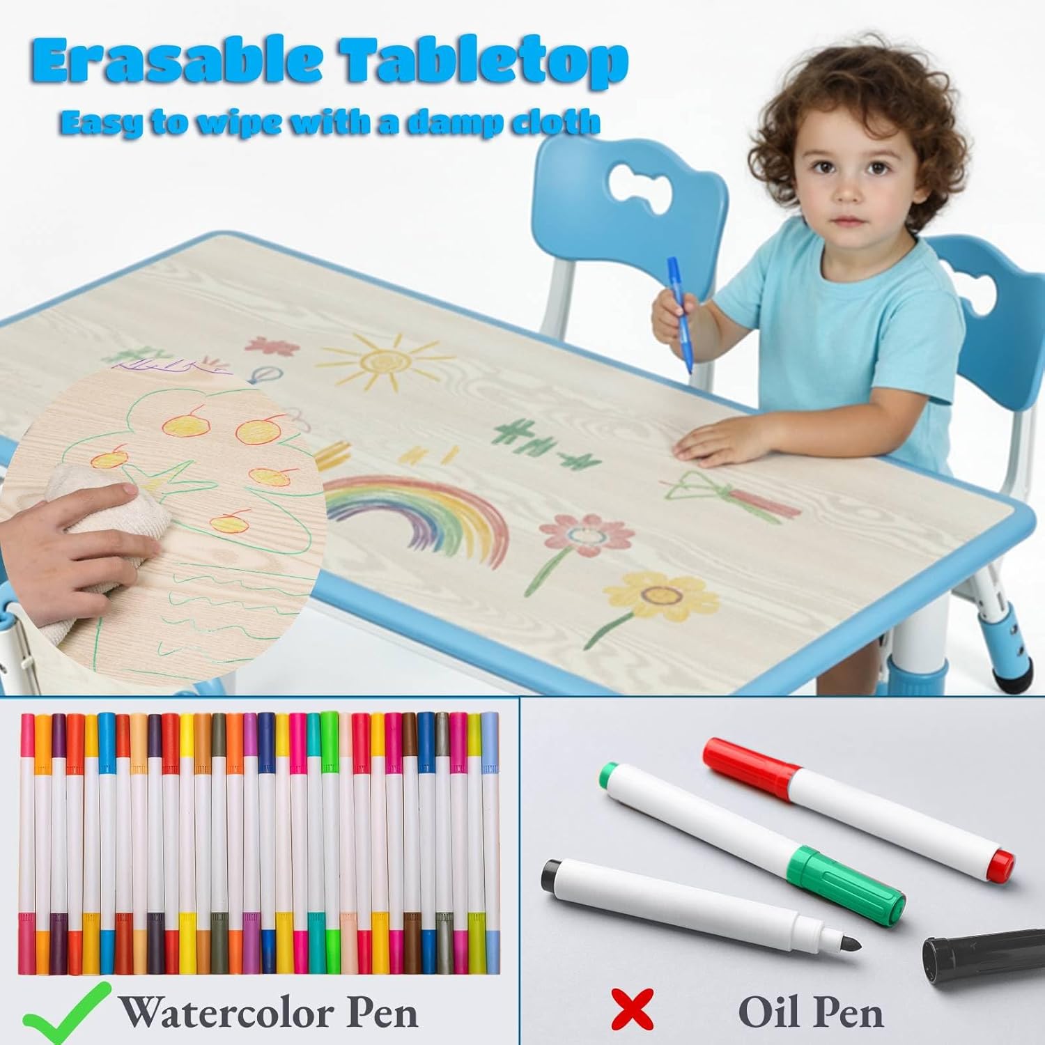 Kids Table and 6 Chairs Set, H - Art Craft Activities For Preschoolers ulasan dan harga