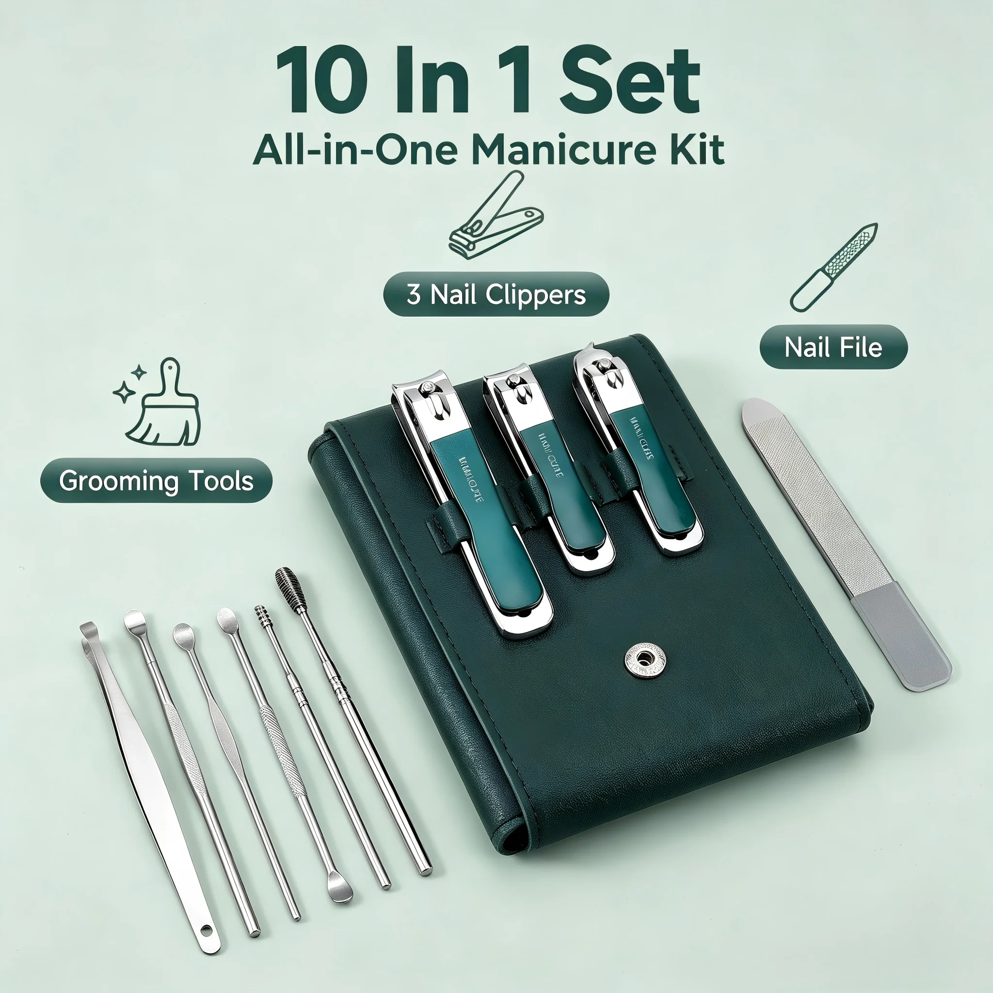 10Pcs Manicure Pedicure Set Na - Leather Tooling Kit ulasan dan harga