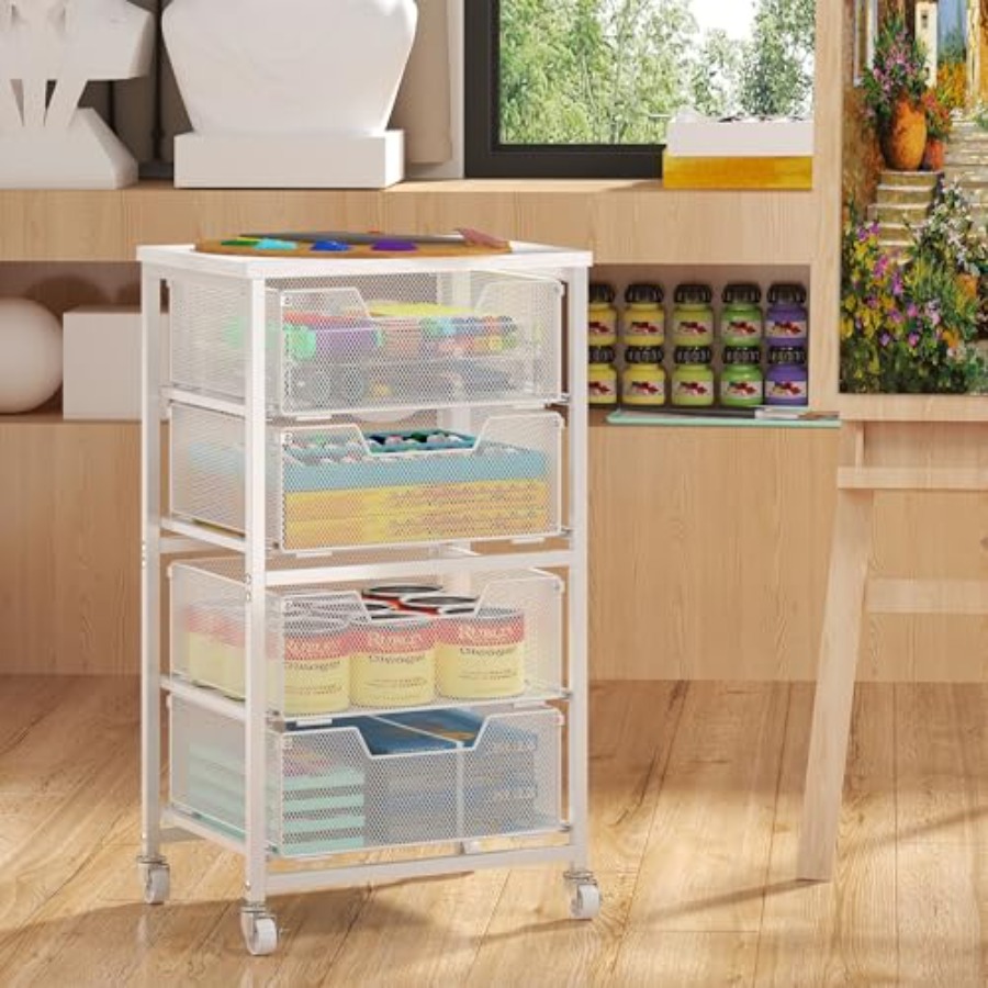 4-Drawer Rolling Storage Cart  - Art Crafting ulasan dan harga