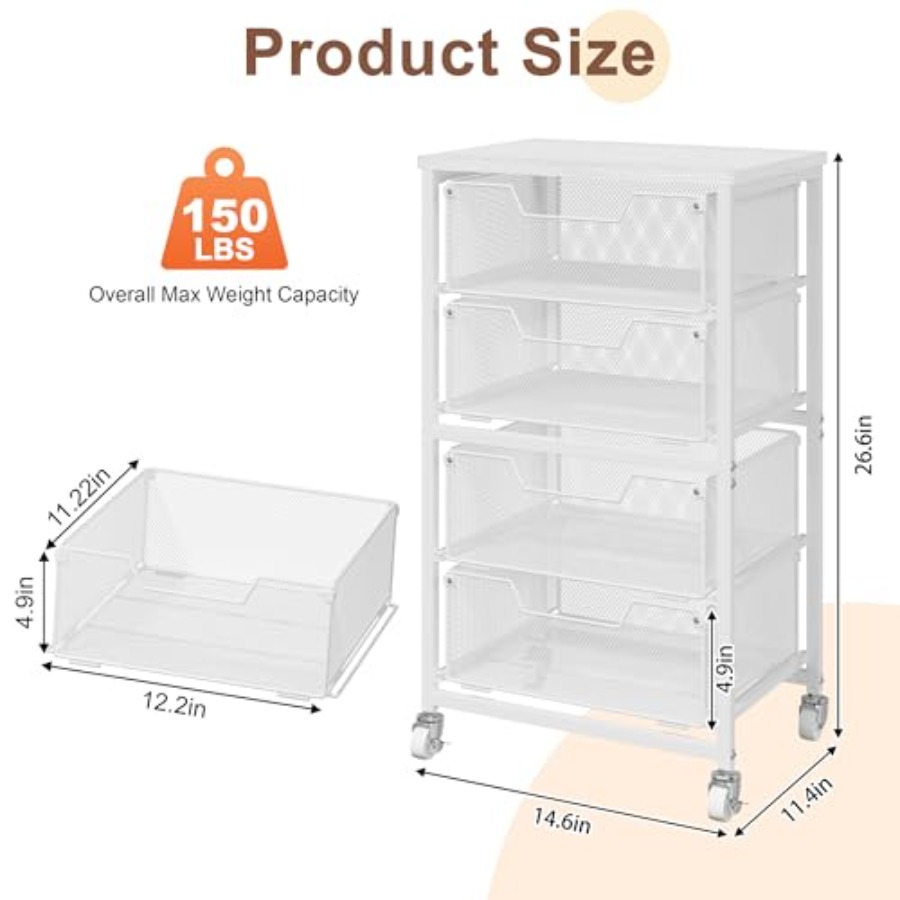 4-Drawer Rolling Storage Cart  - Art Crafting ulasan dan harga