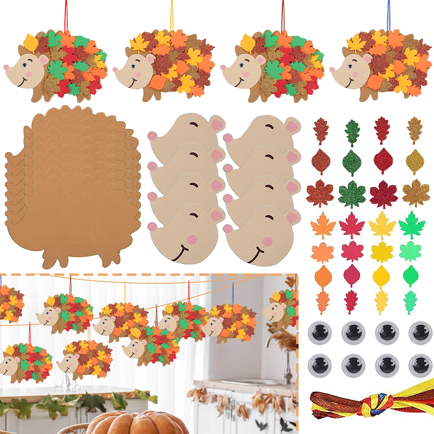 8pcs Hedgehog Foam Stickers He - Art And Craft Autumn ulasan dan harga