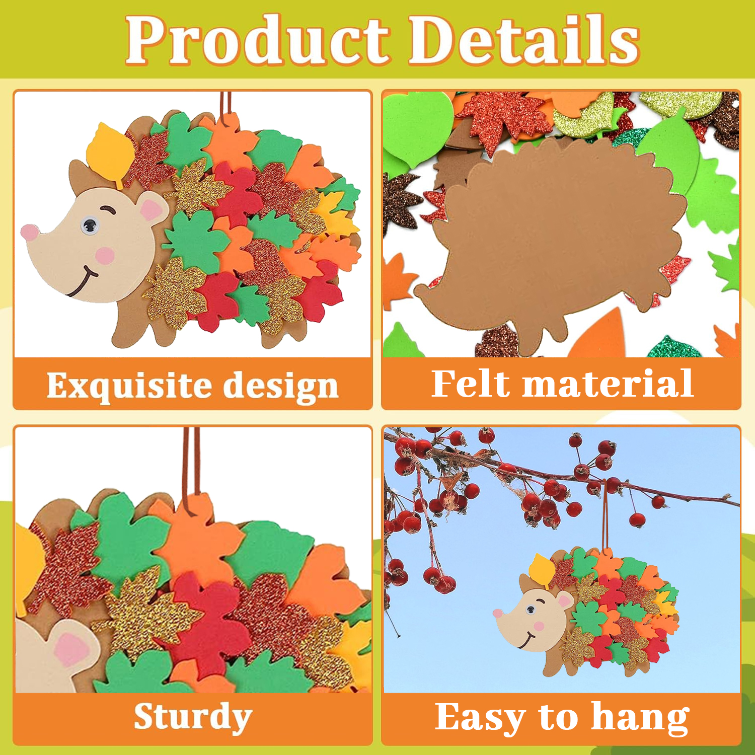 8pcs Hedgehog Foam Stickers He - Art And Craft Autumn ulasan dan harga