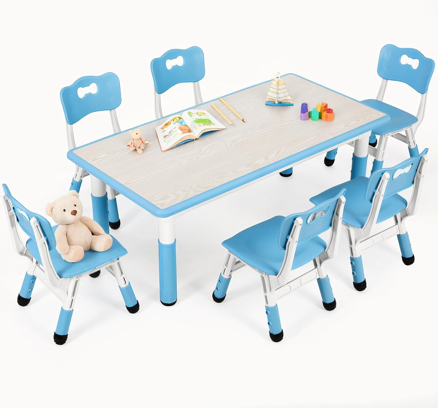 Kids Table and 6 Chairs Set, H - Art Craft Activities For Preschoolers ulasan dan harga