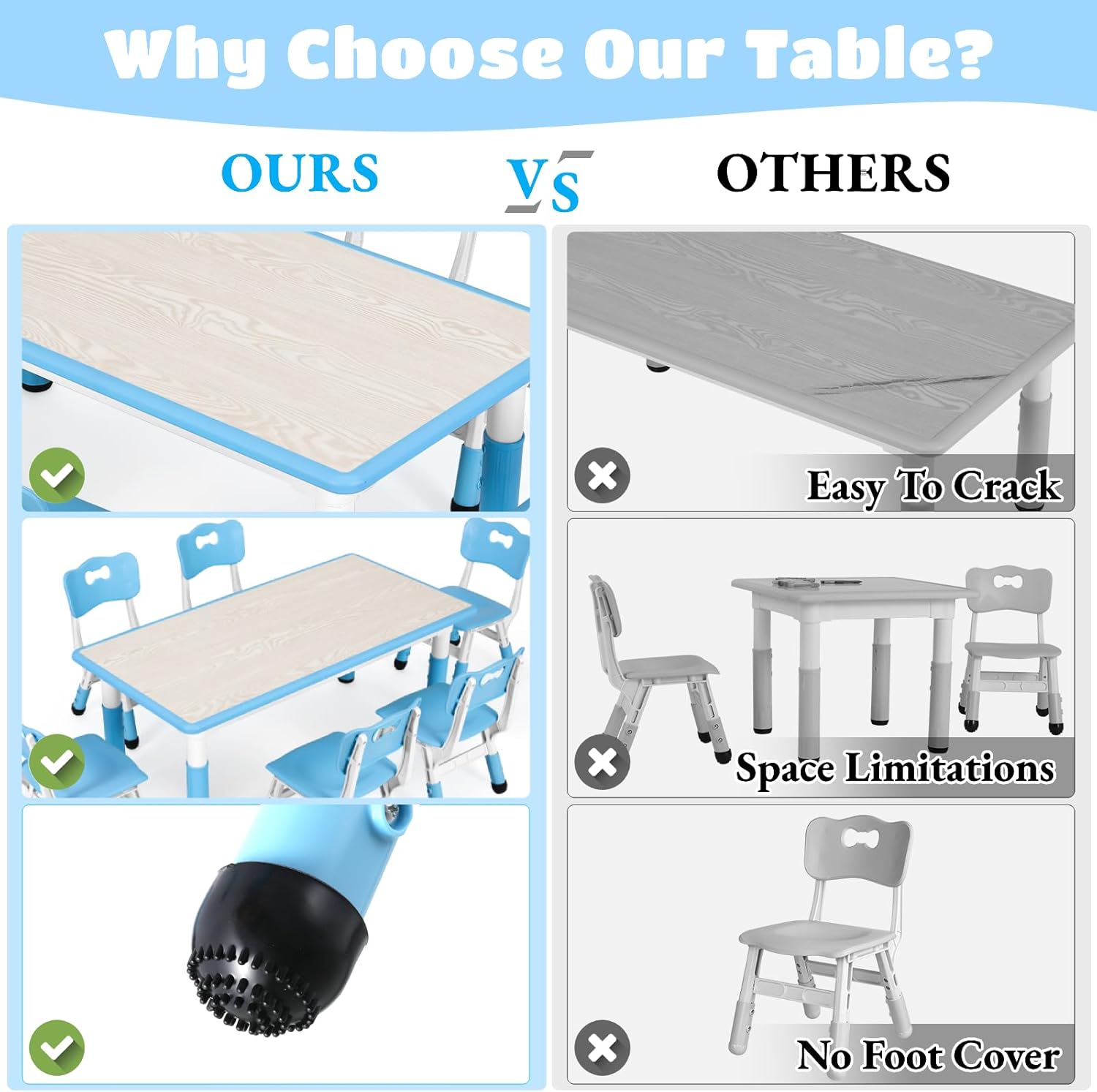Kids Table and 6 Chairs Set, H - Art Craft Activities For Preschoolers ulasan dan harga