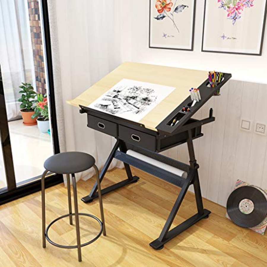 Drafting Table with Storage He - Art Crafting ulasan dan harga