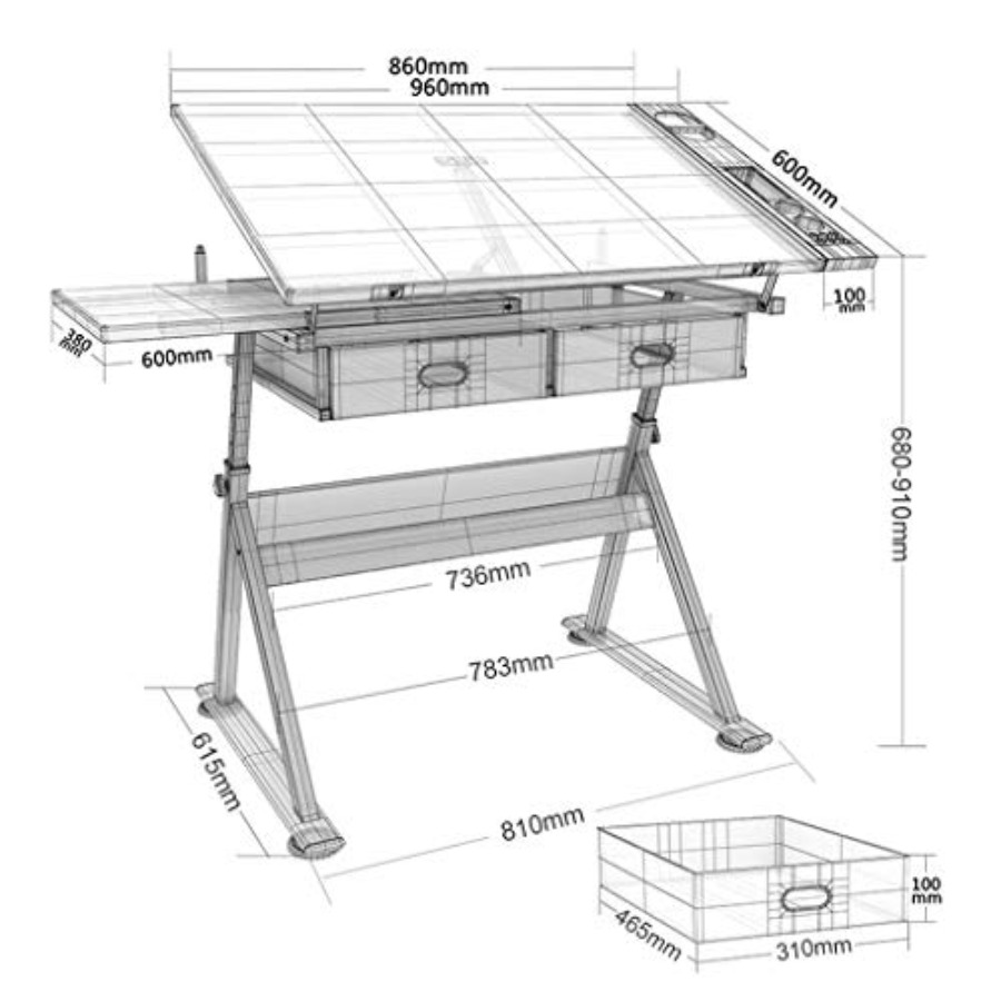 Drafting Table with Storage He - Art Crafting ulasan dan harga