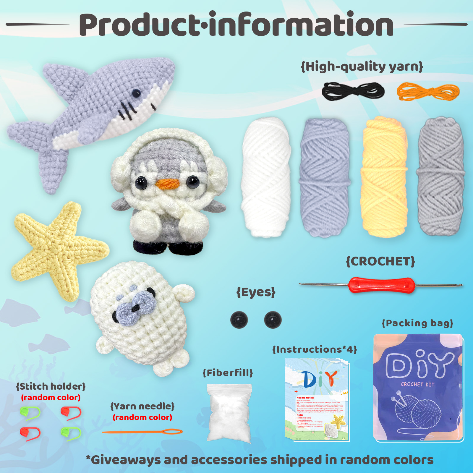 YAMAXIN 4PCS DIY Crochet Kit f - Art Craft Yarn ulasan dan harga