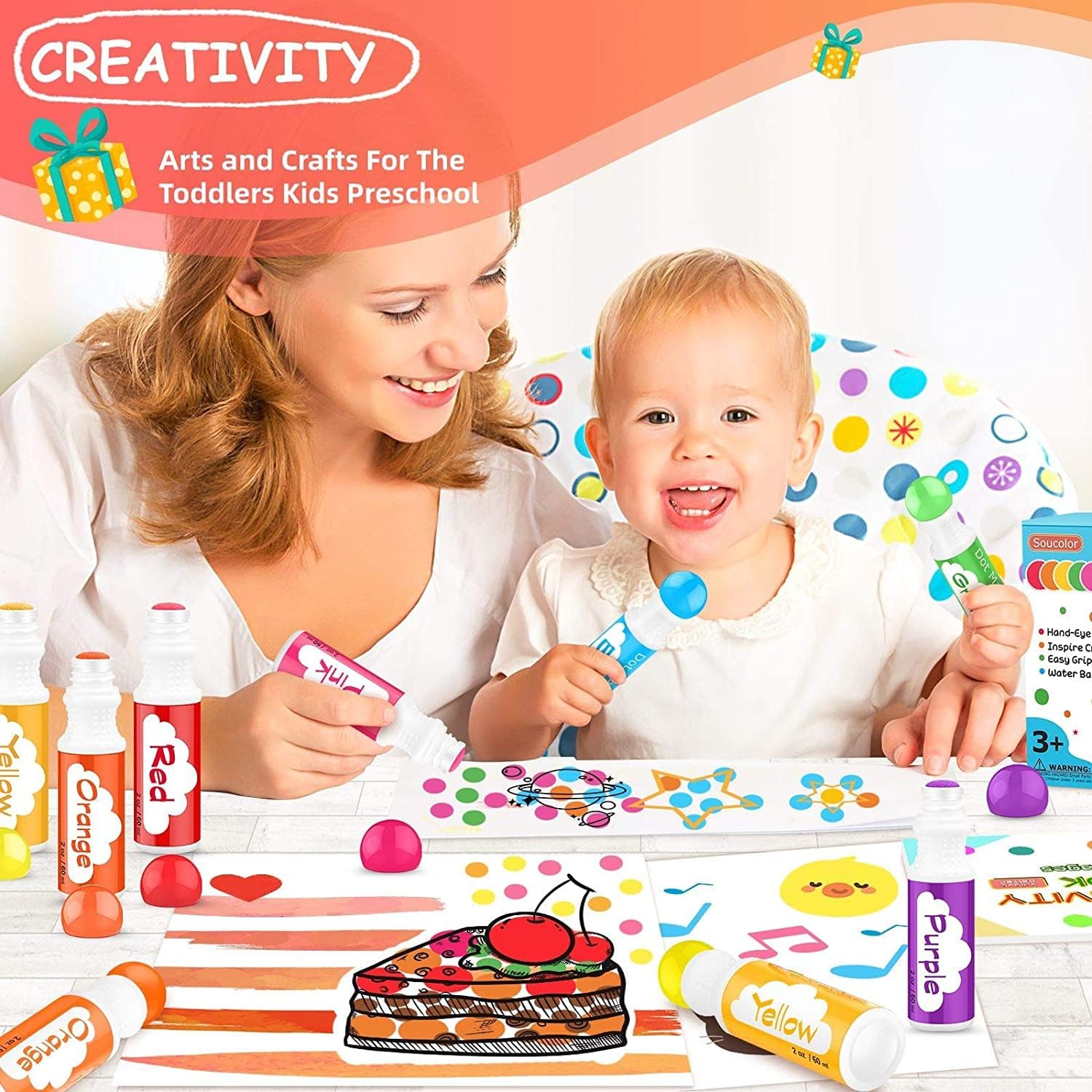 Dot Markers for Toddlers 8 Col - Art Craft Activities For Preschoolers ulasan dan harga