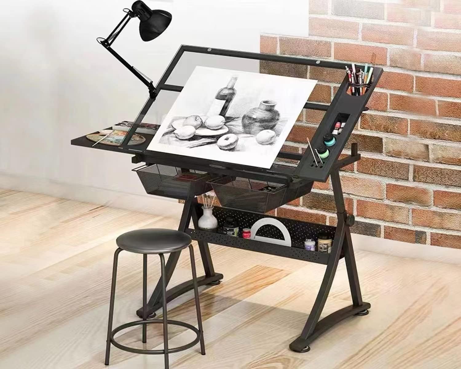 Glass Drafting Table Art Desk  - Artwork Craft ulasan dan harga