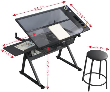 Glass Drafting Table Art Desk  - Artwork Craft ulasan dan harga