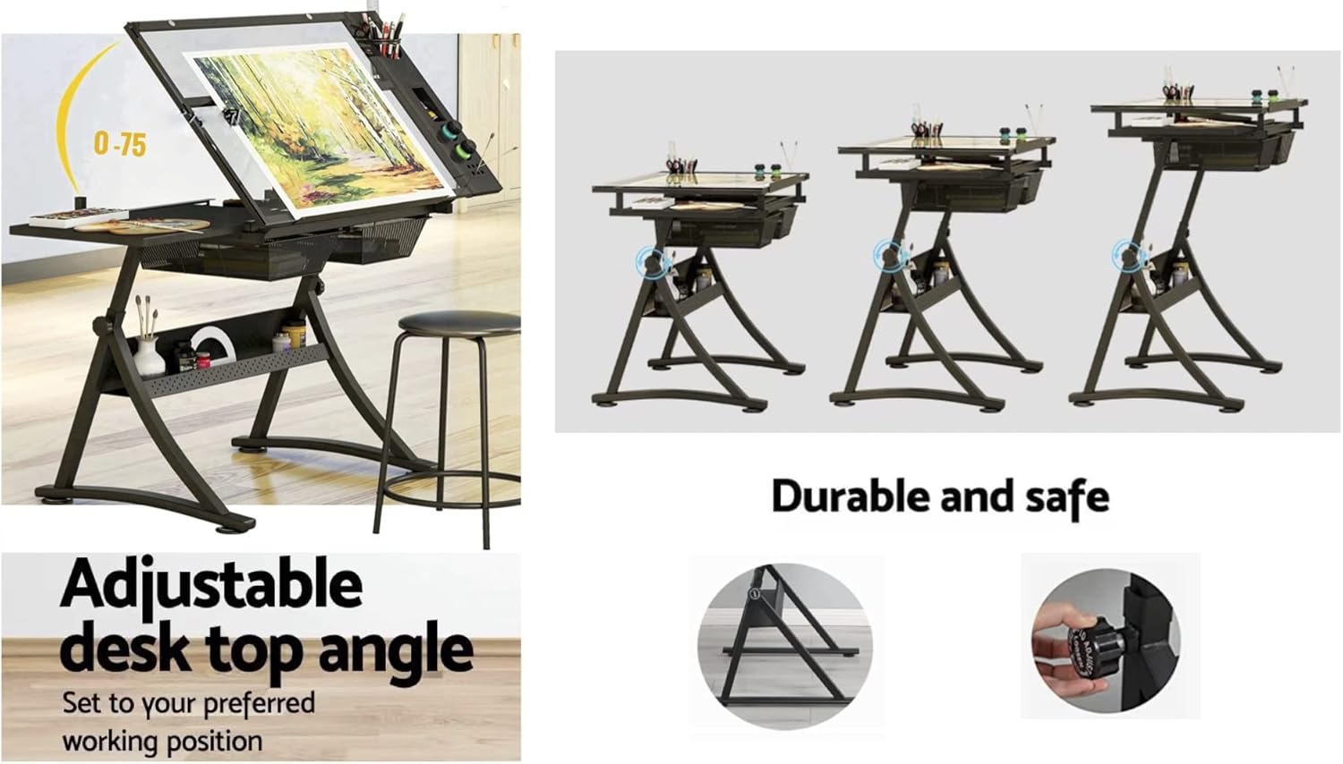 Glass Drafting Table Art Desk  - Artwork Craft ulasan dan harga