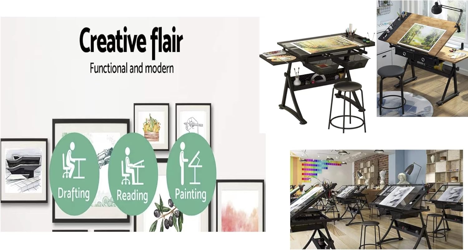 Glass Drafting Table Art Desk  - Artwork Craft ulasan dan harga