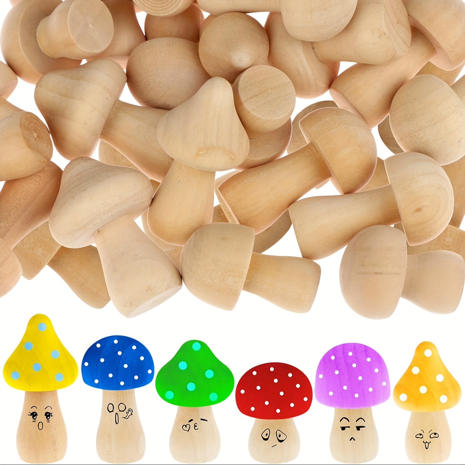 48Pcs Wooden Mushroom Set, 6 D - Craft And Art Difference ulasan dan harga