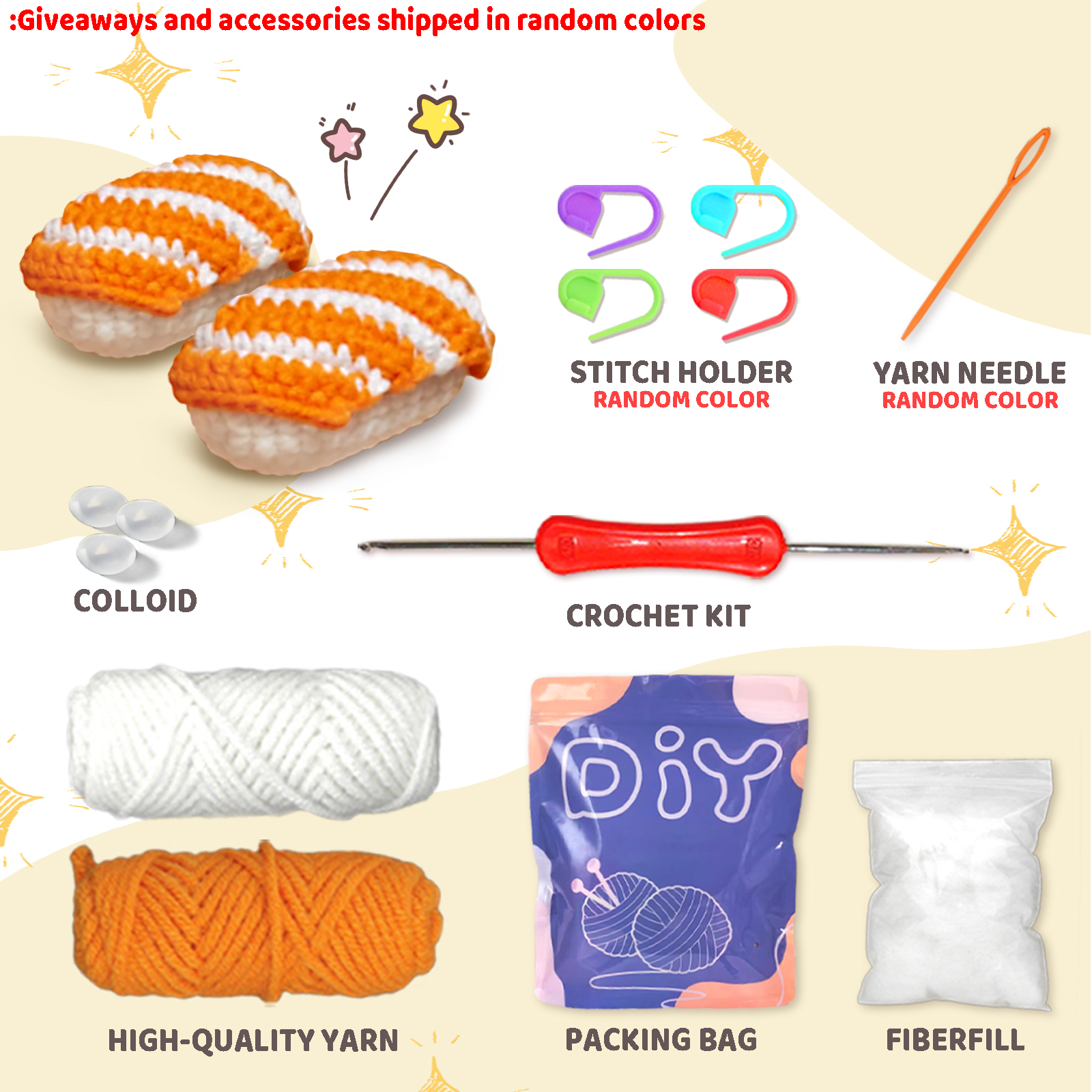 YAMAXIN 2PC Sushi-Themed Croch - Art Craft Yarn ulasan dan harga
