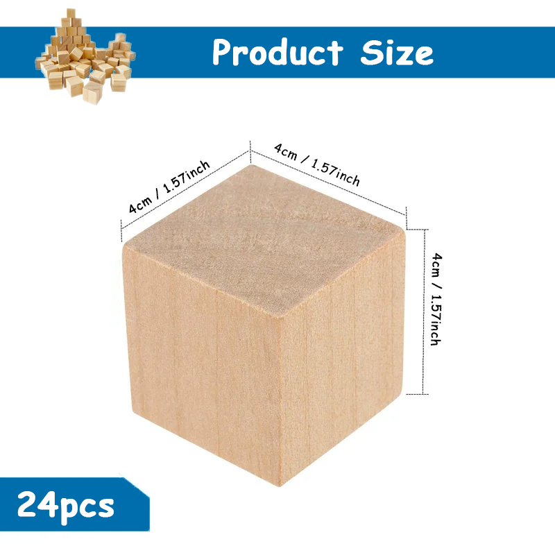 24pcs 4cm Wooden Blocks for Cr - Art Craft 2 Year Olds ulasan dan harga