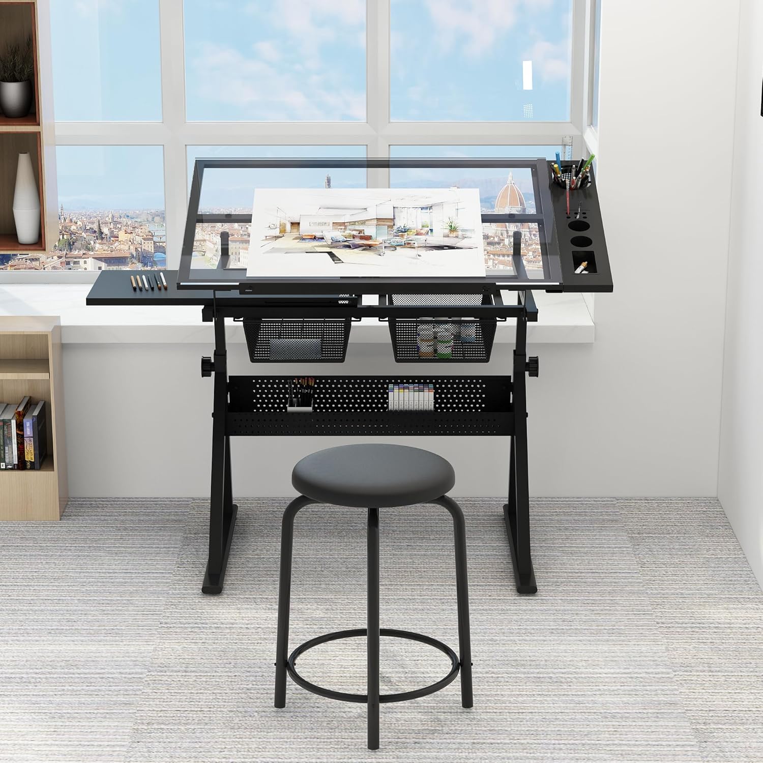 Table w/Stool, Height Adjustab - Art Crafting ulasan dan harga