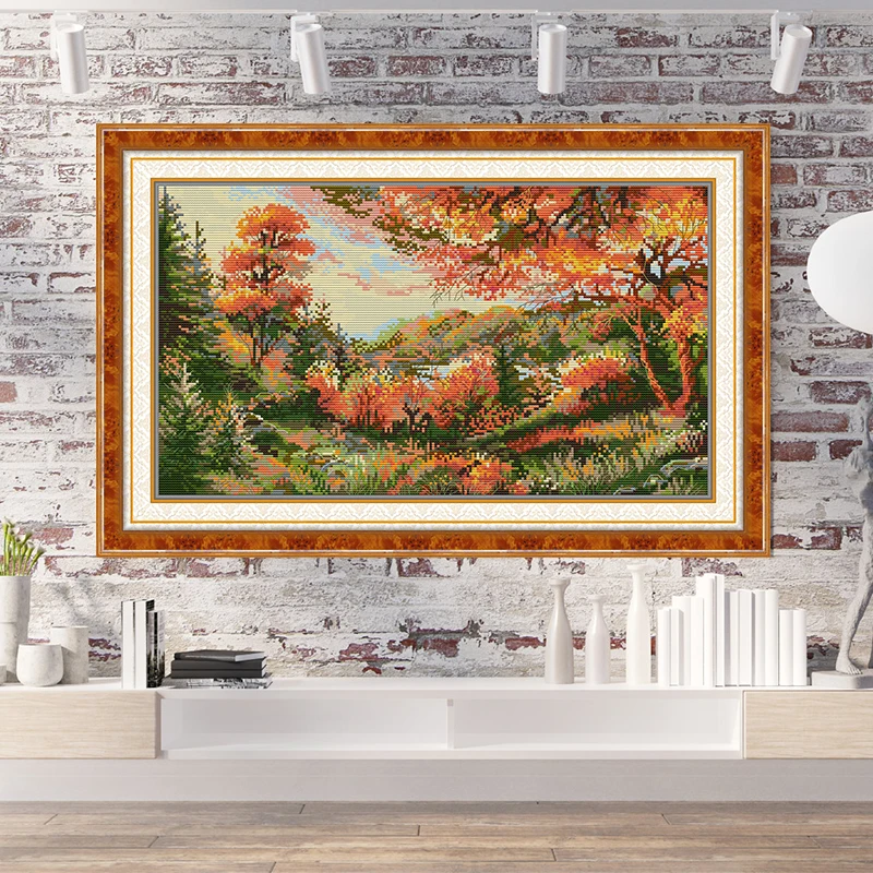 Autumn Scenery Pattern Cross S - Art And Craft Autumn ulasan dan harga